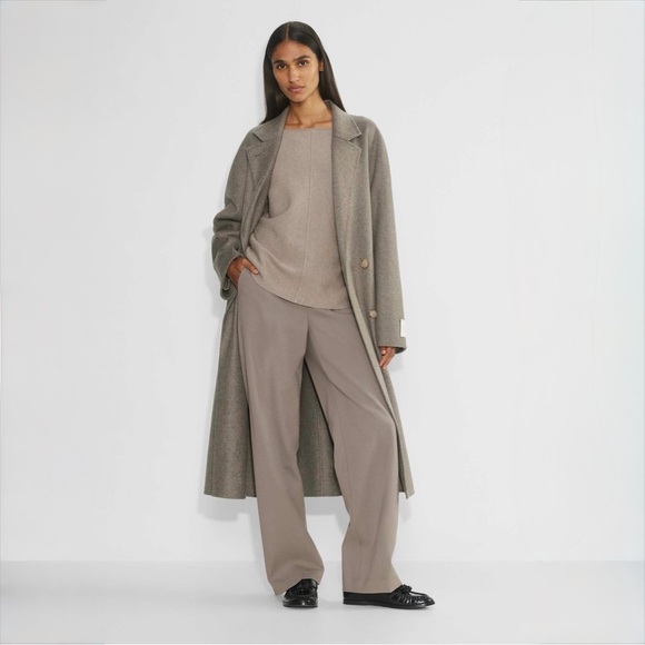 Babaton Pants - Babaton Agency Pant City Wool Taupe Wide Leg Tailored Trousers